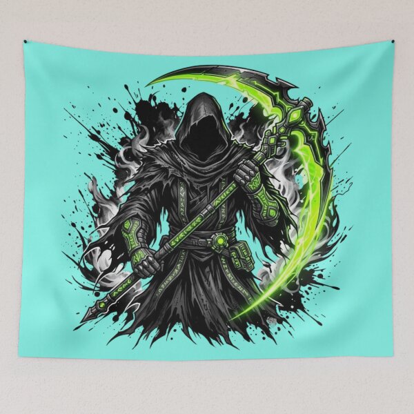 Item preview, Neon Grim Reaper Dark Fantasy Art designed and sold by Utopian-Magic.