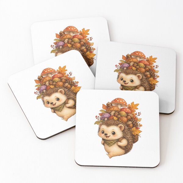 Item preview, Cute Autumn Hedgehog With Mushrooms designed and sold by puredevn.