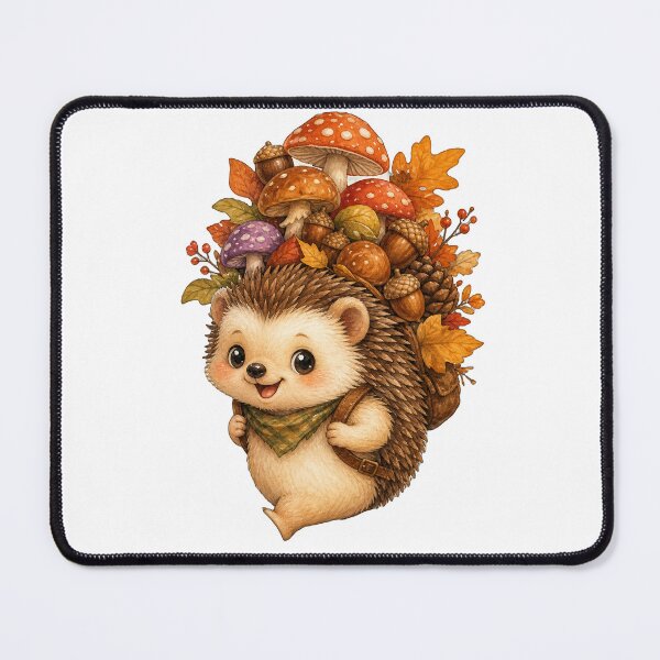 Item preview, Cute Autumn Hedgehog With Mushrooms designed and sold by puredevn.