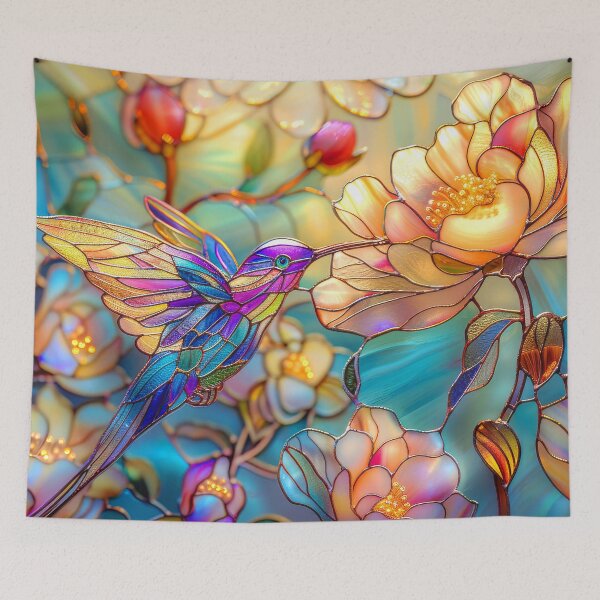 Item preview, Vibrant Hummingbird Among Blooming Flowers designed and sold by MargaretWiktor.