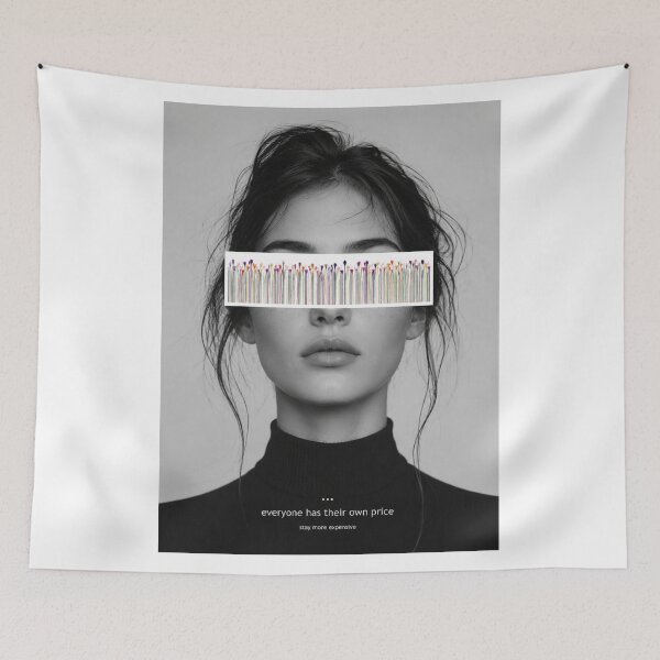 Item preview, Woman Flower Barcode Eyes Fashion Editorial Quote Wall Art Print designed and sold by Leogasup.