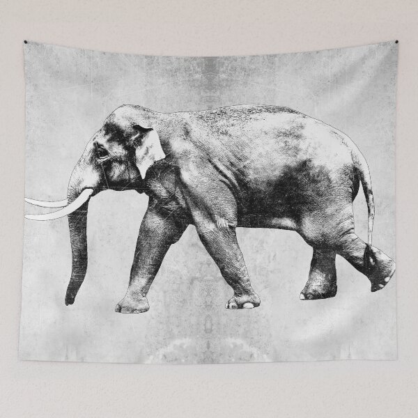 Item preview, Walking Asian Elephant Dark Wildlife Natural History Art designed and sold by Ghoul Enterprises.