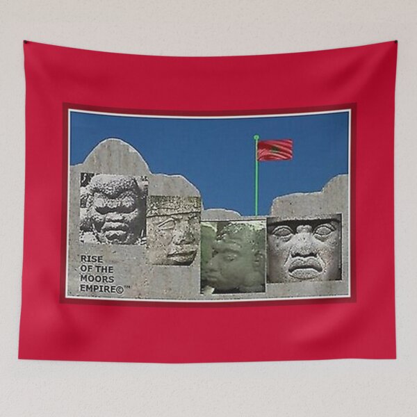 Item preview, Mu’ur (UM) Empire™ al-Benhadiel©™ design, Mt. Rush-Mu'ur Olmecs, red background designed and sold by HardyKnitDesign.