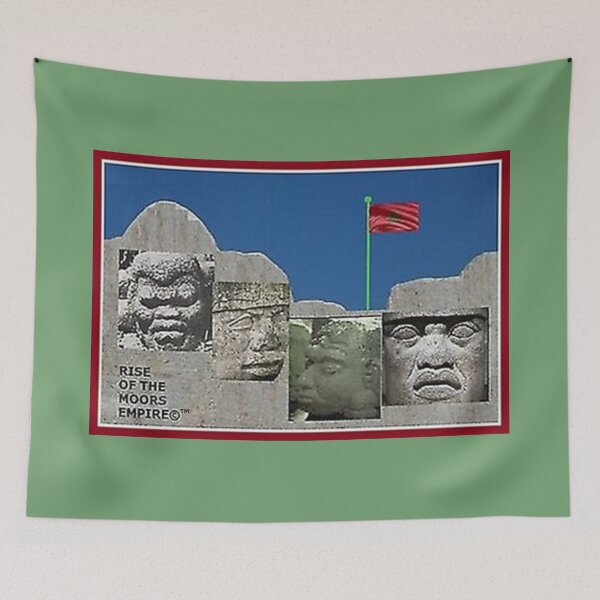 Item preview, Mu’ur (UM) Empire™ al-Benhadiel©™ design, Mt. Rush-Mu'ur Olmecs, green background designed and sold by HardyKnitDesign.
