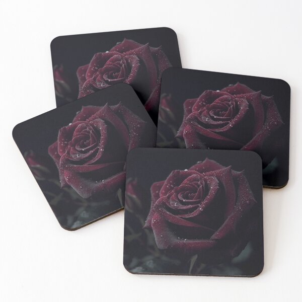 Item preview, Velvet Dark Rose with Water Drops | Gothic Floral Wall Art designed and sold by WitchyBotanicaArt.