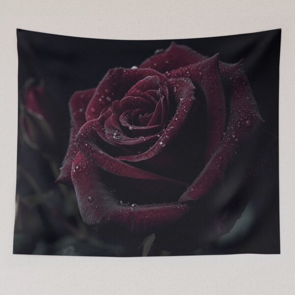 Item preview, Velvet Dark Rose with Water Drops | Gothic Floral Wall Art designed and sold by WitchyBotanicaArt.