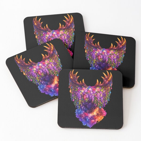 Item preview, Floral Antler Cosmic Galaxy — Boho Jewel Crystal Nature Art designed and sold by ArtoryWorks.
