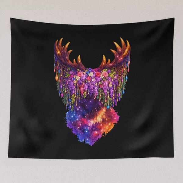 Item preview, Floral Antler Cosmic Galaxy — Boho Jewel Crystal Nature Art designed and sold by ArtoryWorks.
