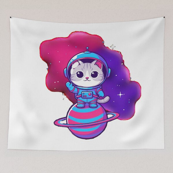 Item preview, Cute Astronaut Cat in Space Retro Kawaii Pixel Art designed and sold by abanoubsamir938.