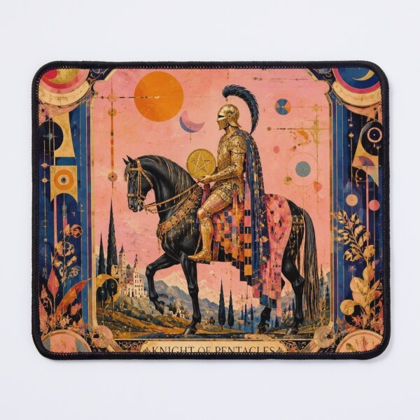 Item preview, Knight of Pentacles - Surrealist Rose and Gold Tarot Art | Knight of Perseverance designed and sold by Natalia-Vlad.