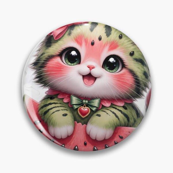 Item preview, Cute Watermelon Cat Kawaii Kitten Eating Fruit Sticker designed and sold by abanoubsamir938.
