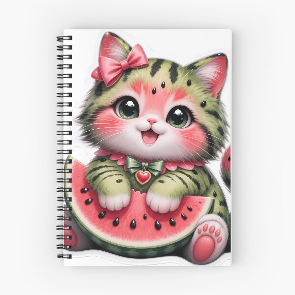 Item preview, Cute Watermelon Cat Kawaii Kitten Eating Fruit Sticker designed and sold by abanoubsamir938.
