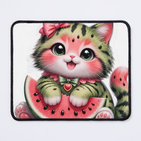 Item preview, Cute Watermelon Cat Kawaii Kitten Eating Fruit Sticker designed and sold by abanoubsamir938.