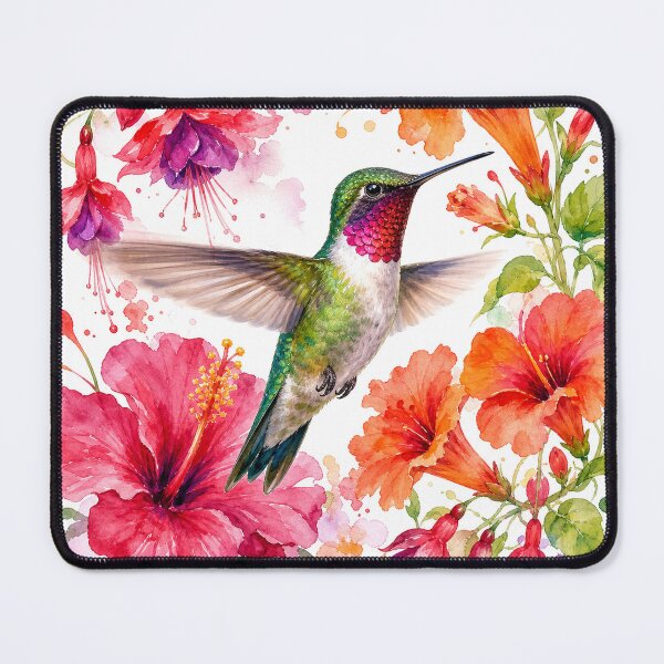 Item preview, Hummingbird with tropical flowers designed and sold by puredevn.