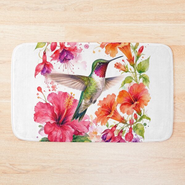 Item preview, Hummingbird with tropical flowers designed and sold by puredevn.