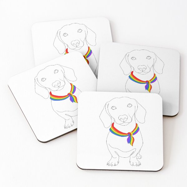 Item preview, Minimalist Dachshund with Rainbow Bandana | Pride Dog Line Art designed and sold by TrueColorAr.