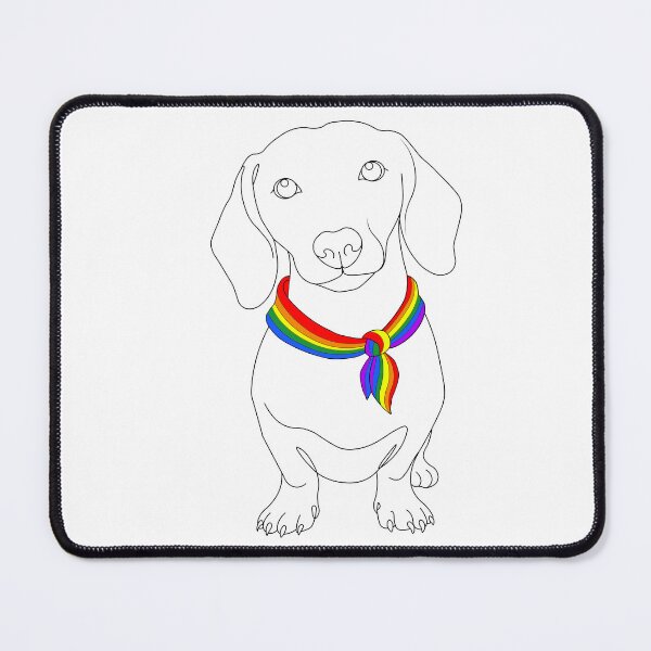 Item preview, Minimalist Dachshund with Rainbow Bandana | Pride Dog Line Art designed and sold by TrueColorAr.