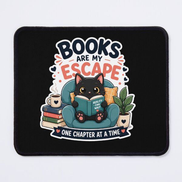 Item preview, Books Are My Escape Cute Black Cat Reading Book Sticker. designed and sold by BreedCraft Studio.