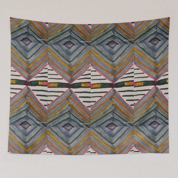 Item preview, Grey Rainbow Chevrons with black stripes and white background with belt designed and sold by DancingCreek.