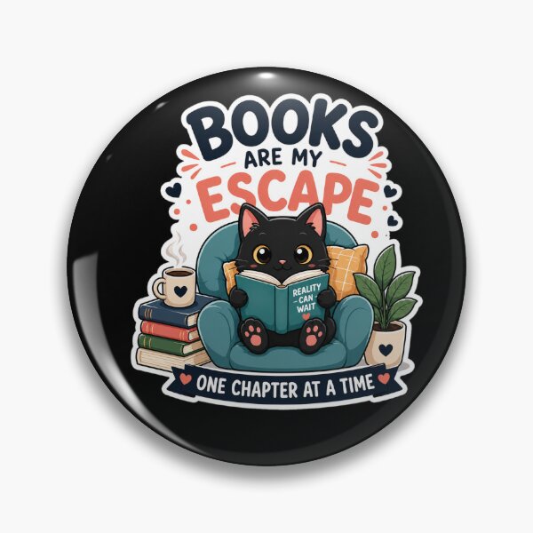 Item preview, Books Are My Escape Cute Black Cat Reading Book Sticker. designed and sold by  BreedCraft Studio.