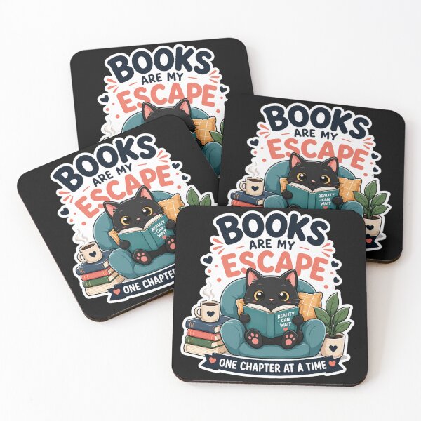 Item preview, Books Are My Escape Cute Black Cat Reading Book Sticker. designed and sold by  BreedCraft Studio.