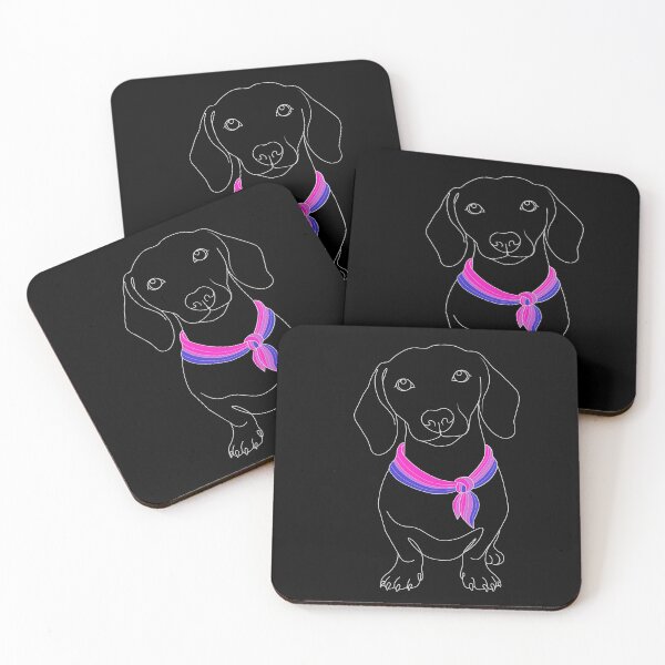 Item preview, Minimalist Dachshund with Bisexual Pride Bandana | Dog Line Art designed and sold by TrueColorAr.