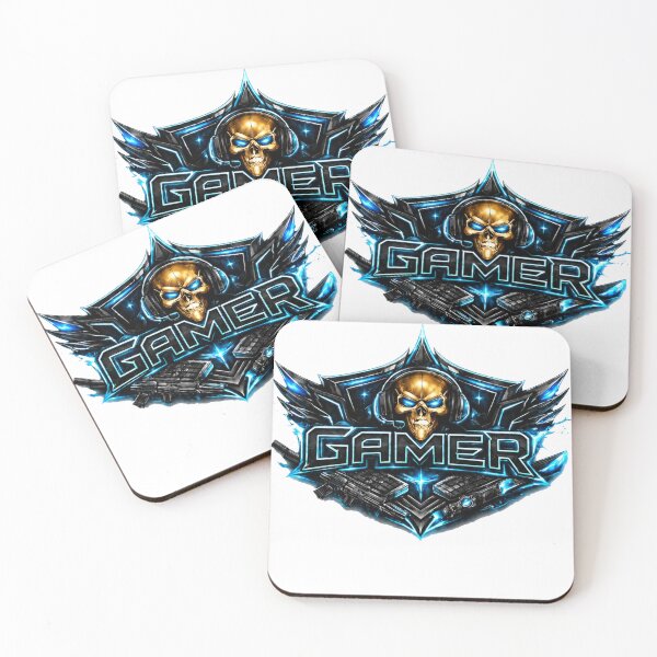 Item preview, Golden Skull Gamer Emblem: Neon Blue Gaming Logo designed and sold by FutureGarb.