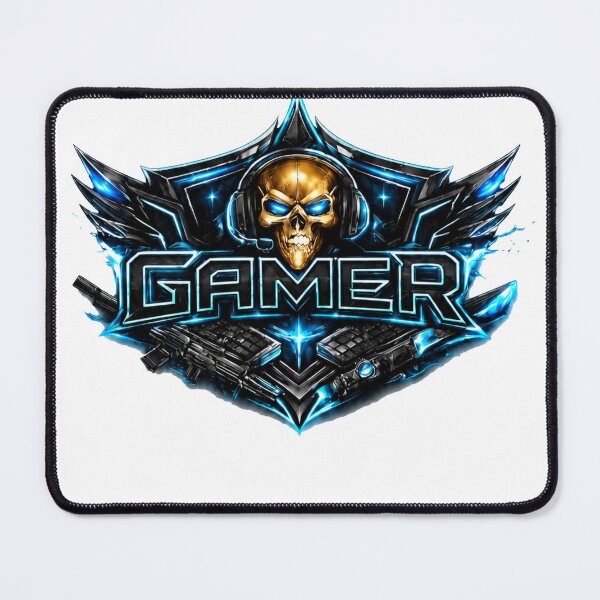 Item preview, Golden Skull Gamer Emblem: Neon Blue Gaming Logo designed and sold by FutureGarb.