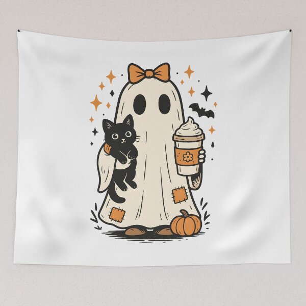 Item preview, funny Halloween retro cat Ghost coffee Spooky gift designed and sold by Amzkao.