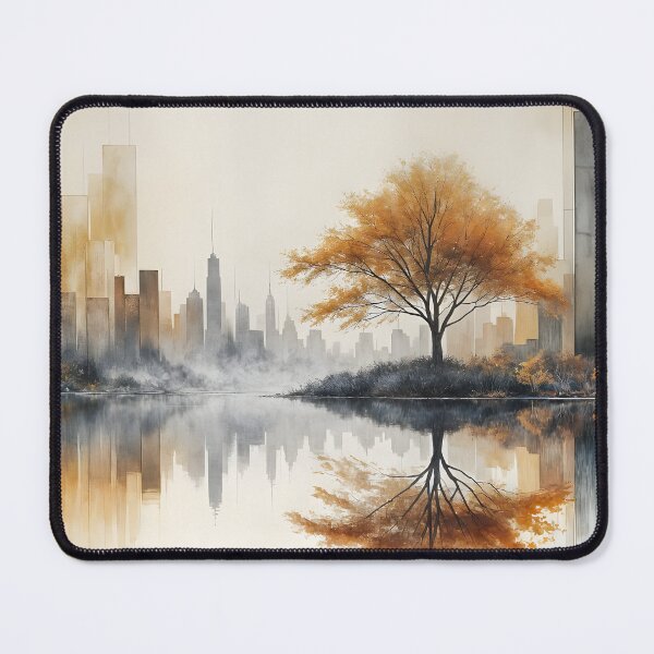 Item preview, Golden Reflections | Modern Abstract City Skyline with Autumn Tree | Contemporary Urban Landscape designed and sold by Patricia Johnston.
