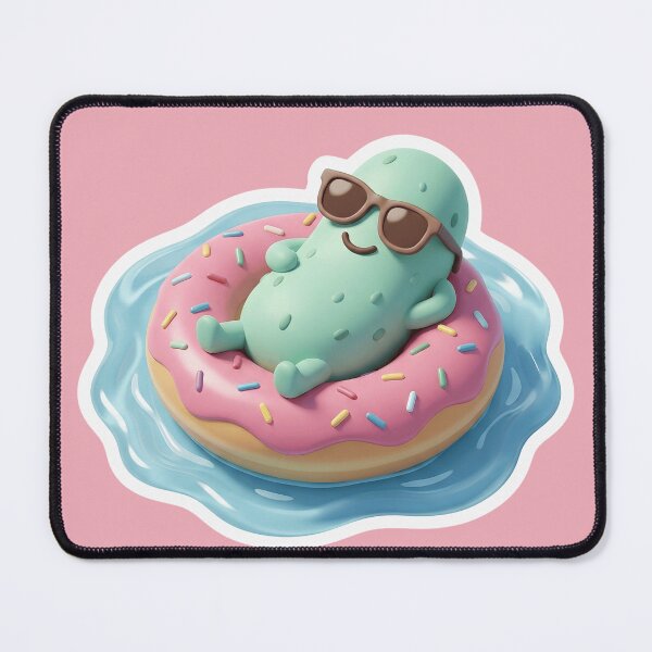 Item preview, Cute Summer Pickle Donut Float Shirt | Kawaii Pickle Lover Gift | Funny Pool Float Cartoon | Pseudo 3D Cute Food Art Sticker designed and sold by Basma Designs | Funny Shirts, Stickers & Mugs.