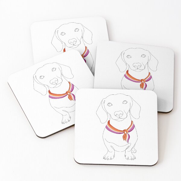 Item preview, Minimalist Dachshund with Lesbian Pride Bandana | Dog Line Art designed and sold by TrueColorAr.