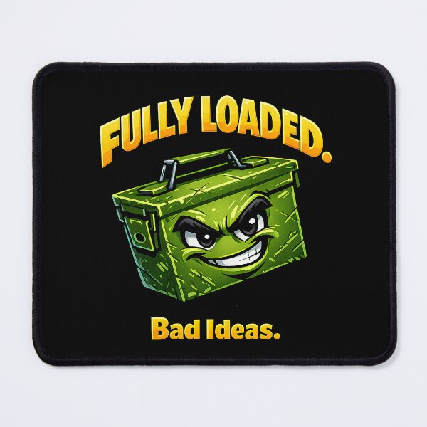 Item preview, Fully Loaded With Bad Ideas Funny Ammo Box Cartoon designed and sold by M.Store.