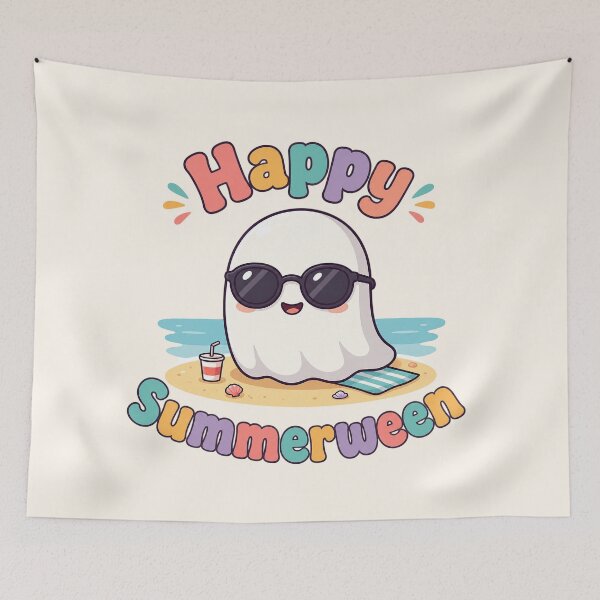 Item preview, Cute Summerween Ghost on the Beach with Sunglasses designed and sold by SweetLilith.