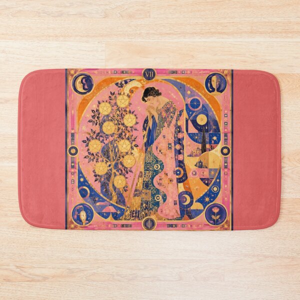 Item preview, Surreal Seven of Pentacles | Art Tarot Rose Blue Gold Patience & Growth designed and sold by Natalia-Vlad.