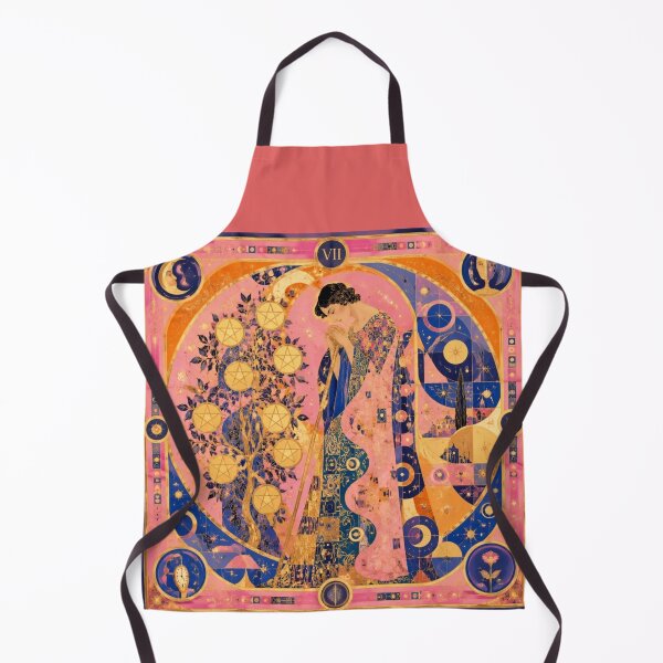 Item preview, Surreal Seven of Pentacles | Art Tarot Rose Blue Gold Patience & Growth designed and sold by Natalia-Vlad.