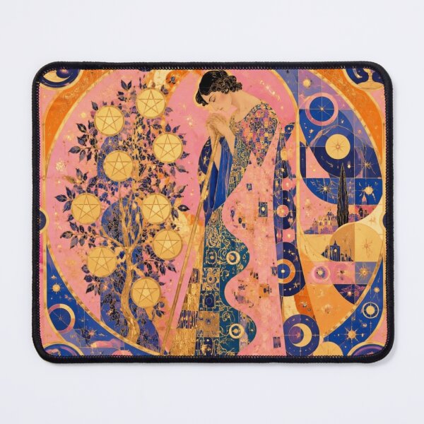 Item preview, Surreal Seven of Pentacles | Art Tarot Rose Blue Gold Patience & Growth designed and sold by Natalia-Vlad.