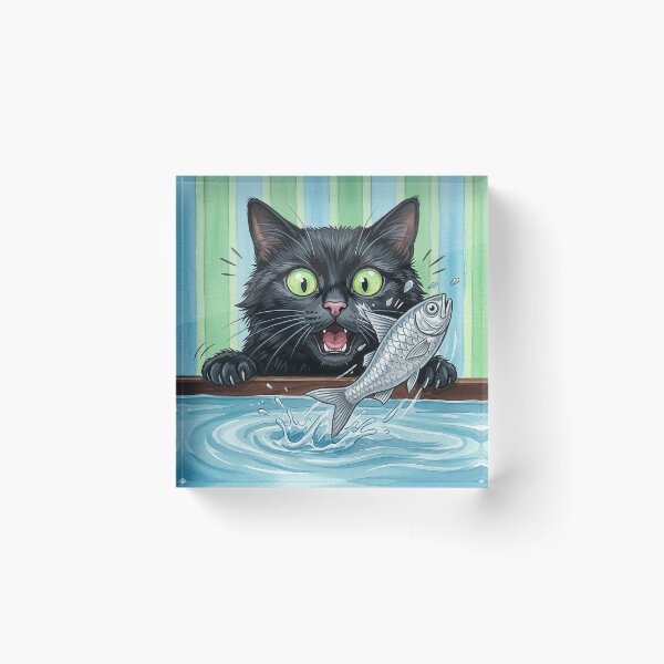 Item preview, Cat and Fish designed and sold by Freshinkshop.