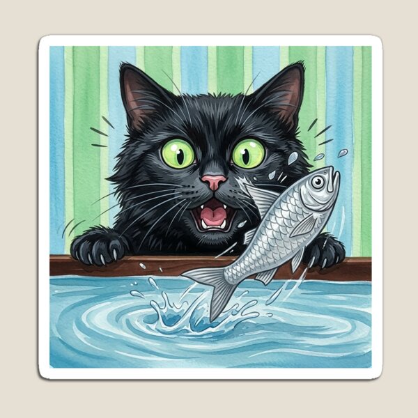Item preview, Cat and Fish designed and sold by Freshinkshop.