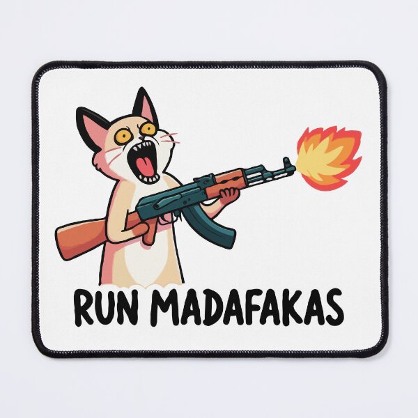 Item preview, Cat with Gun Run Madafakas designed and sold by Gkinoki.