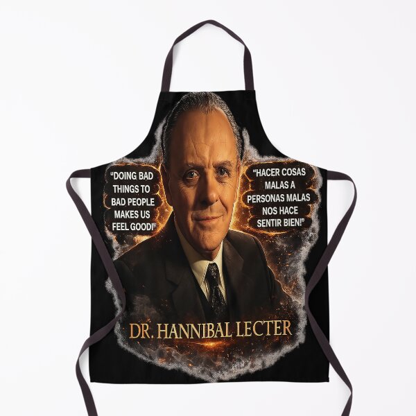 Item preview, Dr. Hannibal Lecter Quote | "Doing Bad Things to Bad People Makes Us Feel Good" | Dark Humor Villain Art Bilingual ES/EN designed and sold by Alchemy Forge.