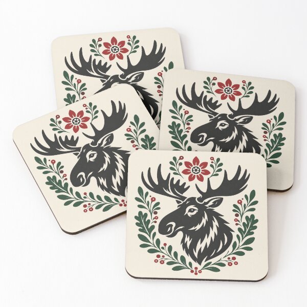 Item preview, Polish Folk Moose | Woodland Folk Art | Forest Animal Illustration designed and sold by Galskap.