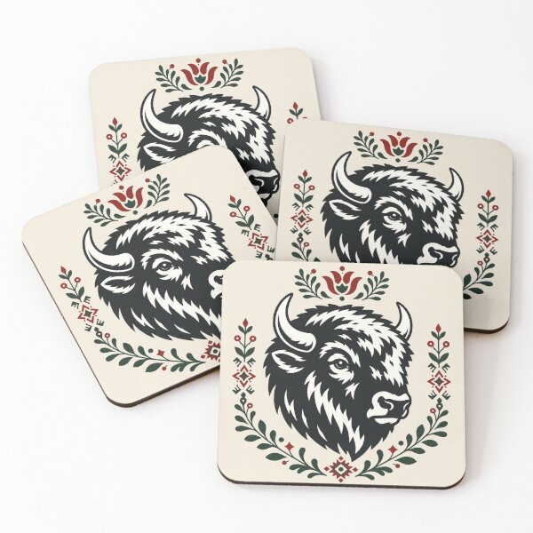 Item preview, Polish Folk Bison | Woodland Folk Art | European Wildlife Illustration designed and sold by Galskap.