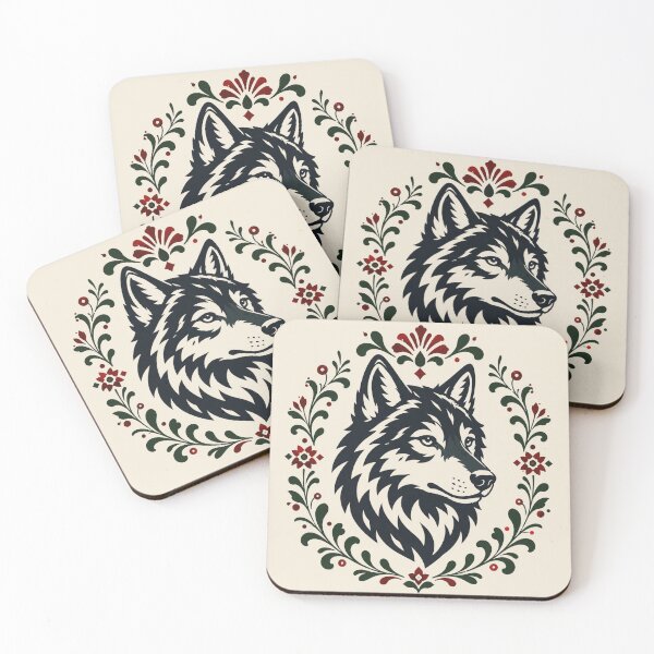Item preview, Polish Folk Wolf | Woodland Folk Art | Forest Animal Illustration designed and sold by Galskap.