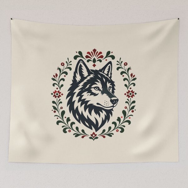 Item preview, Polish Folk Wolf | Woodland Folk Art | Forest Animal Illustration designed and sold by Galskap.