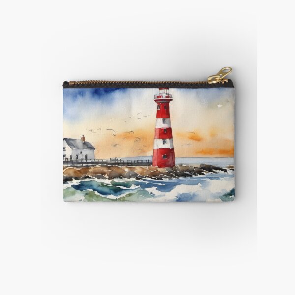 Item preview, Ocean Lighthouse Stormy Waves Watercolor Painting designed and sold by UmSkelig834.