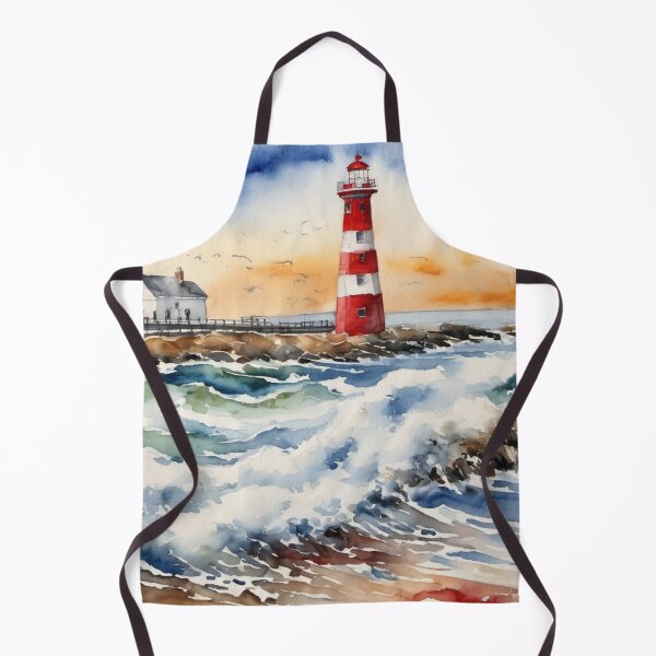 Item preview, Ocean Lighthouse Stormy Waves Watercolor Painting designed and sold by UmSkelig834.