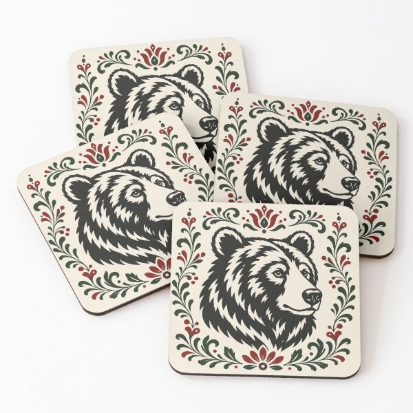 Item preview, Polish Folk Brown Bear | Woodland Folk Art Illustration designed and sold by Galskap.