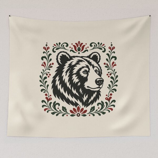 Item preview, Polish Folk Brown Bear | Woodland Folk Art Illustration designed and sold by Galskap.