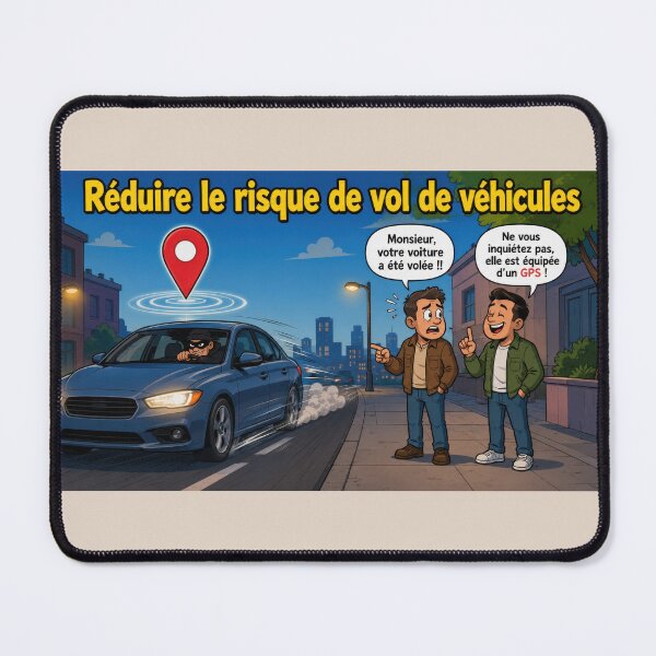 Item preview, Reducing the risk of vehicle theft – Humorous cartoon about GPS geolocation and car anti-theft devices 3 designed and sold by WordPlayStudio.